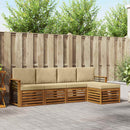 Udendørs sofagruppe med pude 5 pcs Naturlig og Beige