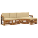 Udendørs sofagruppe med pude 5 pcs Naturlig og Beige
