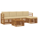 Udendørs sofagruppe med pude 6 pcs Naturlig og Beige