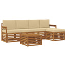 Udendørs sofagruppe med pude 6 pcs Naturlig og Beige