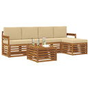 Udendørs sofagruppe med pude 6 pcs Naturlig og Beige