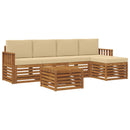 Udendørs sofagruppe med pude 6 pcs Naturlig og Beige