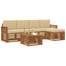 Udendørs sofagruppe med pude 6 pcs Naturlig og Beige