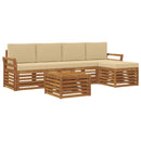 Udendørs sofagruppe med pude 6 pcs Naturlig og Beige