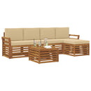 Udendørs sofagruppe med pude 6 pcs Naturlig og Beige