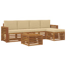 Udendørs sofagruppe med pude 6 pcs Naturlig og Beige