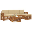 Udendørs sofagruppe med pude 6 pcs Naturlig og Beige
