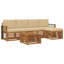 Udendørs sofagruppe med pude 6 pcs Naturlig og Beige