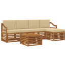 Udendørs sofagruppe med pude 6 pcs Naturlig og Beige