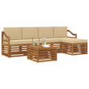 Udendørs sofagruppe med pude 6 pcs Naturlig og Beige