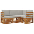 Sofasæt med pude 4 pcs Naturlig og Lys Grå Massivt Akacietræ