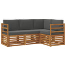 Sofasæt med pude 4 pcs Naturlig og Antracit Massivt Akacietræ