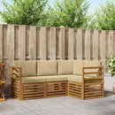 Sofasæt med pude 4 pcs Naturlig og Beige Massivt Akacietræ
