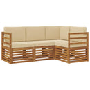 Sofasæt med pude 4 pcs Naturlig og Beige Massivt Akacietræ