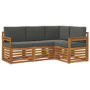 Sofasæt med pude 4 pcs Naturlig og Antracit Massivt Akacietræ