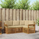 Sofasæt med pude 4 pcs Naturlig og Beige Massivt Akacietræ