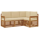 Sofasæt med pude 4 pcs Naturlig og Beige Massivt Akacietræ