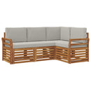 Sofasæt med pude 4 pcs Naturlig og Lys Grå Massivt Akacietræ