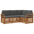 Sofasæt med pude 4 pcs Naturlig og Antracit Massivt Akacietræ