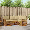 Sofasæt med pude 4 pcs Naturlig og Beige Massivt Akacietræ