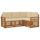 Sofasæt med pude 4 pcs Naturlig og Beige Massivt Akacietræ
