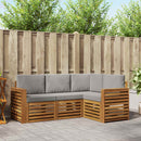 Sofasæt med pude 4 pcs Naturlig og Lys Grå Massivt Akacietræ