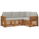 Sofasæt med pude 4 pcs Naturlig og Lys Grå Massivt Akacietræ
