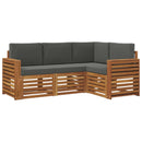 Sofasæt med pude 4 pcs Naturlig og Antracit Massivt Akacietræ