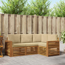 Sofasæt med pude 4 pcs Naturlig og Beige Massivt Akacietræ