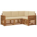 Sofasæt med pude 4 pcs Naturlig og Beige Massivt Akacietræ