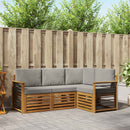 Sofasæt med pude 4 pcs Naturlig og Lys Grå Massivt Akacietræ