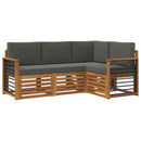 Sofasæt med pude 4 pcs Naturlig og Antracit Massivt Akacietræ