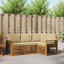 Sofasæt med pude 4 pcs Naturlig og Beige Massivt Akacietræ