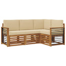 Sofasæt med pude 4 pcs Naturlig og Beige Massivt Akacietræ