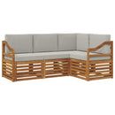 Sofasæt med pude 4 pcs Naturlig og Lys Grå Massivt Akacietræ