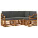 Sofasæt med pude 4 pcs Naturlig og Antracit Massivt Akacietræ