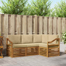 Sofasæt med pude 4 pcs Naturlig og Beige Massivt Akacietræ