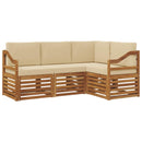 Sofasæt med pude 4 pcs Naturlig og Beige Massivt Akacietræ