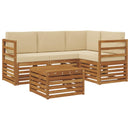 Udendørs sofagruppe med pude 5 pcs Naturlig og Beige