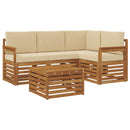 Udendørs sofagruppe med pude 5 pcs Naturlig og Beige