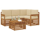 Udendørs sofagruppe med pude 5 pcs Naturlig og Beige