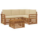 Udendørs sofagruppe med pude 5 pcs Naturlig og Beige