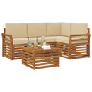 Udendørs sofagruppe med pude 5 pcs Naturlig og Beige