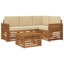 Udendørs sofagruppe med pude 5 pcs Naturlig og Beige