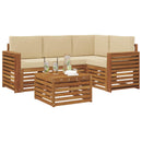 Udendørs sofagruppe med pude 5 pcs Naturlig og Beige