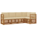 Sektionalsofa sæt 5 pcs Naturlig og Beige Massivt Akacietræ