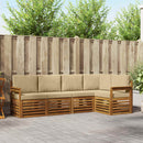 Sektionalsofa sæt 5 pcs Naturlig og Beige Massivt Akacietræ