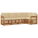 Sektionalsofa sæt 5 pcs Naturlig og Beige Massivt Akacietræ