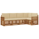 Sektionalsofa sæt 5 pcs Naturlig og Beige Massivt Akacietræ