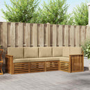 Sektionalsofa sæt 5 pcs Naturlig og Beige Massivt Akacietræ